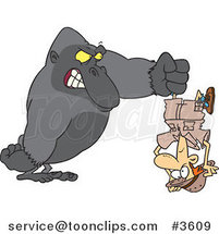 Cartoon Gorilla Holding a Guy Upside down by Toonaday