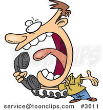 Cartoon Guy Screaming into a Telephone by Toonaday