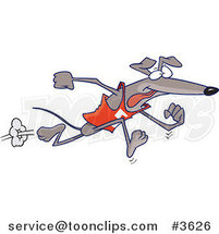 Cartoon Greyhound Dog Running Upright by Toonaday