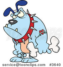 Cartoon Grumpy Bulldog Holding a Bone by Toonaday