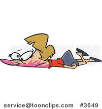 Cartoon Lady Collapsed on the Ground with Bubble Gum in Her Face by Toonaday