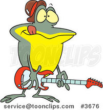 Cartoon Guitarist Frog by Toonaday