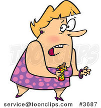 Cartoon Guilty Overweight Lady Eating a Candy Bar by Toonaday