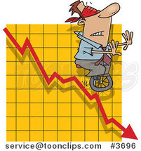 Cartoon Blindfolded Guy Unicycling down a Graph by Toonaday