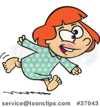 Cartoon Excited Girl Running in Her Pajamas by Toonaday