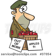 Cartoon Homeless Guy Trying to Sell Apples by Toonaday
