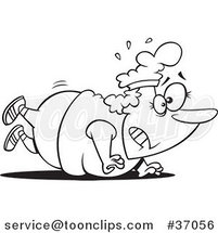 Cartoon Outlined Overweight Lady Trying to Do Push Ups by Toonaday