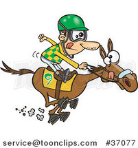 Cartoon Jockey Guy Racing a Horse by Toonaday