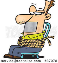 Cartoon Guy Gagged and Tied to a Chair by Toonaday