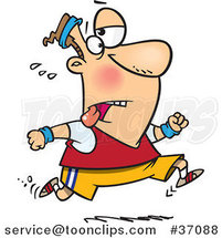 Cartoon Tired Guy Jogging by Toonaday