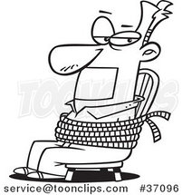 Cartoon Outlined Guy Gagged and Tied to a Chair by Toonaday