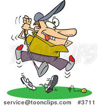 Cartoon Bad Golfer Swinging by Toonaday