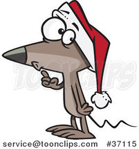 Cartoon Quiet Christmas Mouse Gesturing to Hush by Toonaday