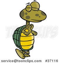 Cartoon Standing Yoga Tortoise in a Pose by Toonaday
