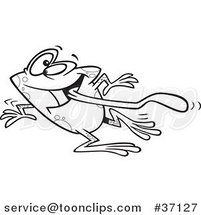 Cartoon Outlined Dizzy Frog Having Fun on Dance Day by Toonaday