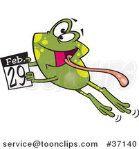 Cartoon Leap Day Frog Jumping with a February 29th Calendar by Toonaday