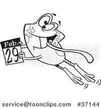 Outline Cartoon Leap Day Frog Jumping with a February 29th by Toonaday