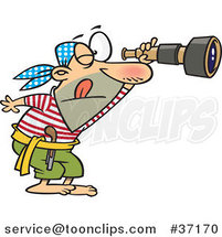 Cartoon Pirate Spying Through a Telescope by Toonaday