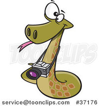 Cartoon Photographer Snake with a Camera by Toonaday