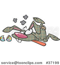 Cartoon Trampled Plaid Easter Bunny Crushed on the Floor by Toonaday