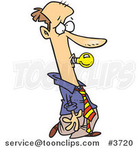 Cartoon Business Man with a Bad Idea Bulb in His Mouth by Toonaday