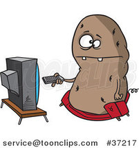 Cartoon Fat Couch Potato Flipping Through Channels on the Tv by Toonaday