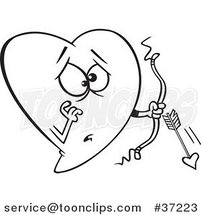 Cartoon Outlined Heart Cupid with a Broken Arrow by Toonaday