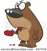 Cartoon Angry Bear Eating a Heart by Toonaday