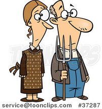 Cartoon Gothic Farm Couple with a Pitch Fork by Toonaday