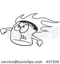 Cartoon Outlined Stressed Flaming Marshmallow by Toonaday