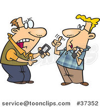Cartoon Techie Men Having a Debate over Gadgets by Toonaday