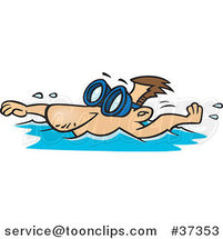 Cartoon Swimmer Wearing Goggles by Toonaday