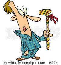 Cartoon Guy Holding a Wrapped Golf Club by Toonaday
