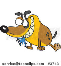 Cartoon Bad Dog with Cloth in His Mouth by Toonaday