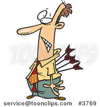 Cartoon Business Man Stabbed in the Back with Arrows by Toonaday