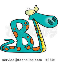 Cartoon Basilisk in the Shape of an Alphabet Letter B by Toonaday