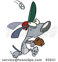 Cartoon Dog Running to Catch a Baseball by Toonaday
