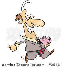 Cartoon Business Man Carrying a Piggy Bank by Toonaday
