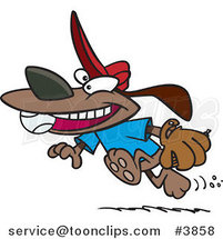 Cartoon Dog Running with a Baseball in His Mouth by Toonaday