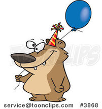 Cartoon Birthday Bear Holding a Balloon by Toonaday