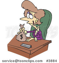 Cartoon Female Banker Giving a Loan by Toonaday