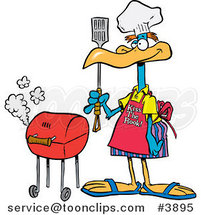 Cartoon Bird Standing by His Bbq by Toonaday
