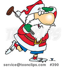 Cartoon Santa Golfing by Toonaday