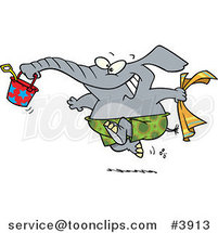 Cartoon Summer Elephant Running on a Beach by Toonaday