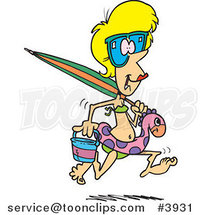 Cartoon Summer Lady Running on a Beach by Toonaday