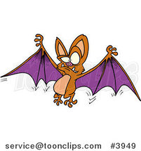 Cartoon Flying Bat Holding His Wings Open by Toonaday