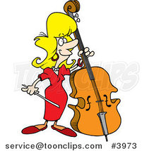 Cartoon Female Bass Player by Toonaday