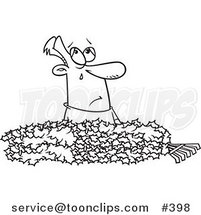 Cartoon Coloring Page Line Art of a Guy Crying in a Pile of Autumn Leaves by Toonaday