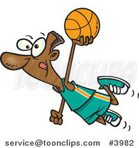 Cartoon Black Basketball Player Flying by Toonaday
