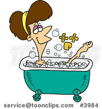 Cartoon Relaxed Lady Taking a Bath by Toonaday